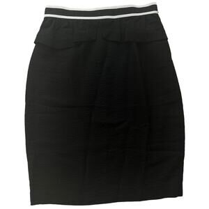 Sandro Textured Preppy Business Peplum Pencil Skirt, Black/White, US Size 6